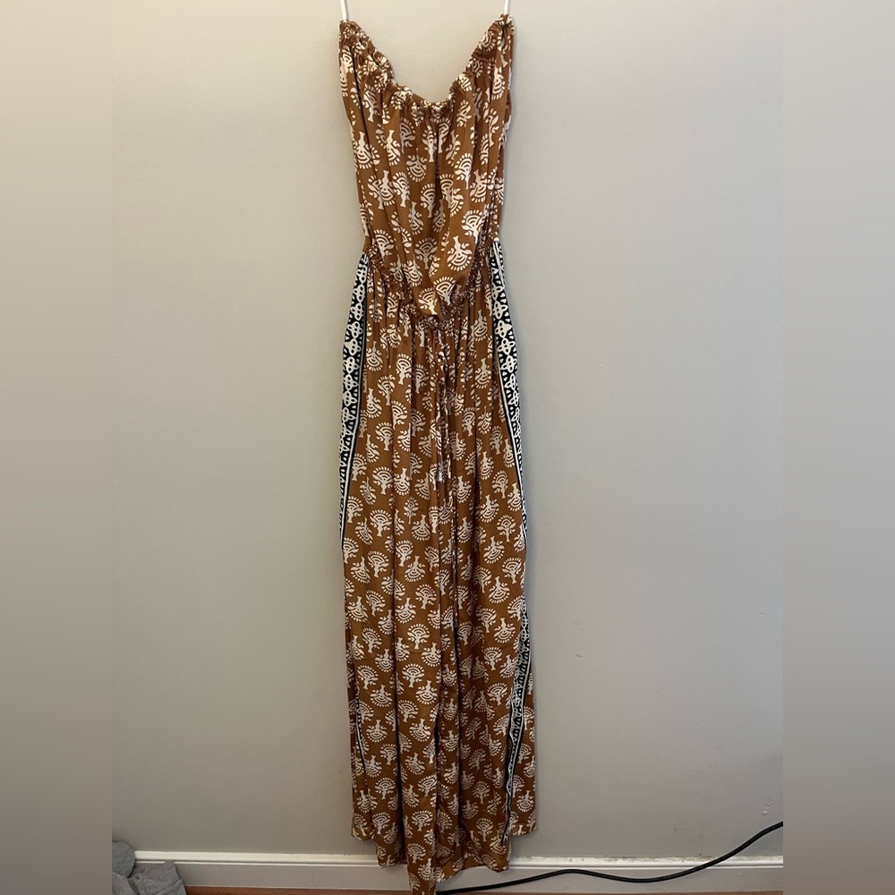 Elegant Brown Patterned Jumpsuit